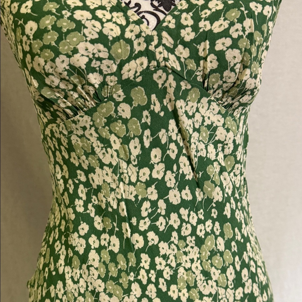 Reformation Calix Green &white Floral Mento pattern Mini Dress Ditsy Print - Picture 4 of 13